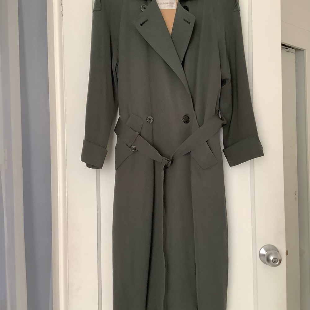 JONES NEW YORK OLIVE GREEN WOOL TRENCH COAT